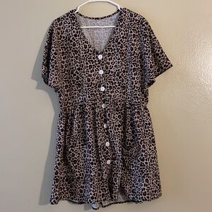 🌷 Leopard Print Oversized Mini Dress